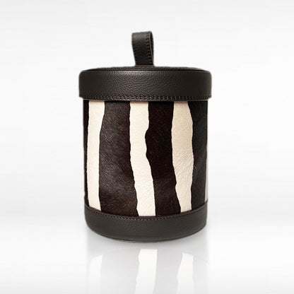 Monochrome Black & White Leather Storage Box – Cavallino Hair-on-Hide & Red Deerskin Interior