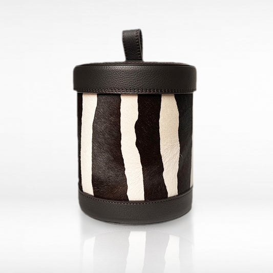 Monochrome Black & White Leather Storage Box – Cavallino Hair-on-Hide & Red Deerskin Interior